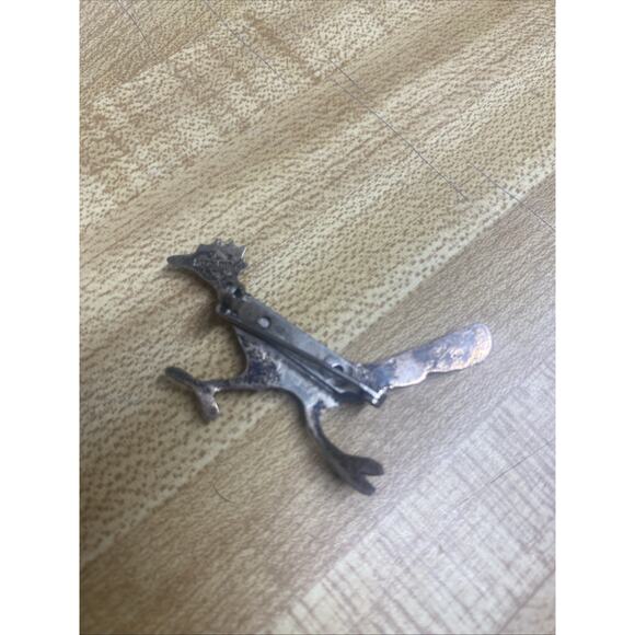 Vtg Native American Sterling Silver .925 Turquoise Roadrunner Bird Brooch Pin - Picture 2 of 4